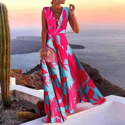 Lynor™ | Robe sans manches florale élégante dans un style chic français