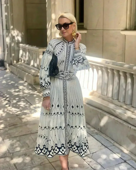 Eulalia - Robe Boho à Col Montant Rétro