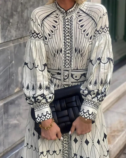 Eulalia - Robe Boho à Col Montant Rétro