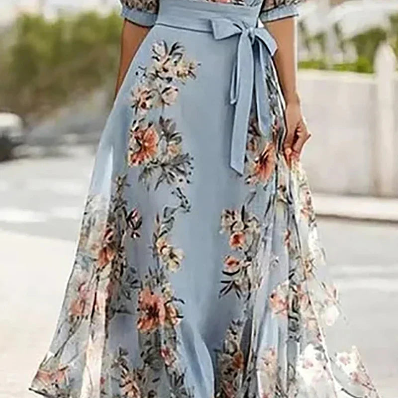 Vanessa™ - Robe Maxi Boho avec décolleté en V et nœud