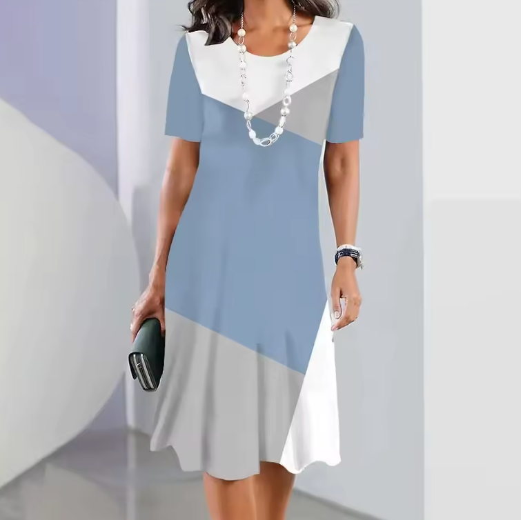 Dalia™ - Robe Plissée Femme avec Blocs de Couleur