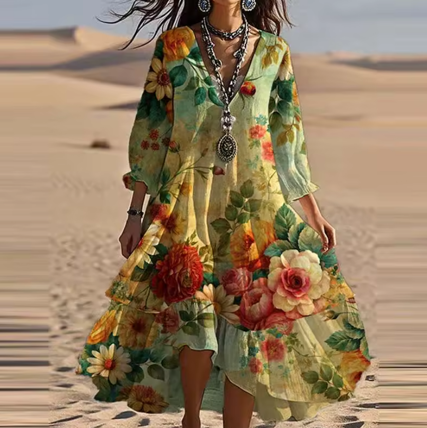 Ida™ - Robe V-Neck Vintage Boho