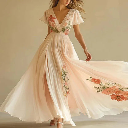 Amelia | Robe de soirée élégante à taille haute et décolleté en V