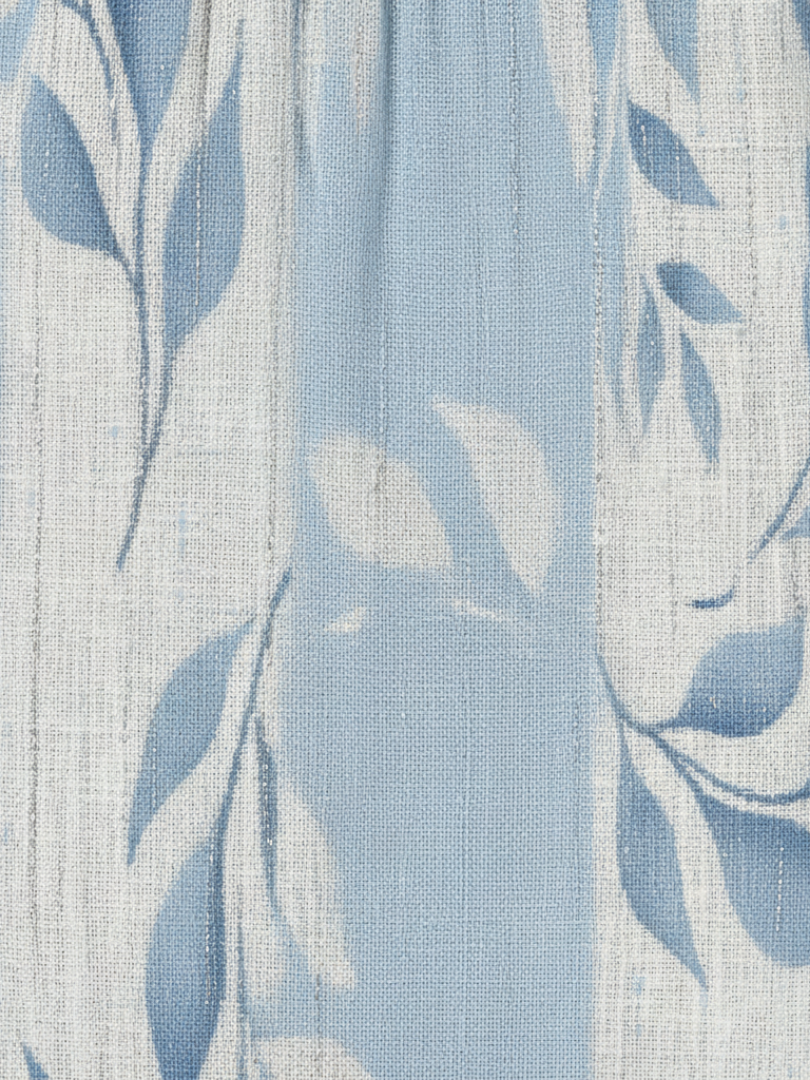 Solene | Robe midi sans manches à motif de feuilles bleues