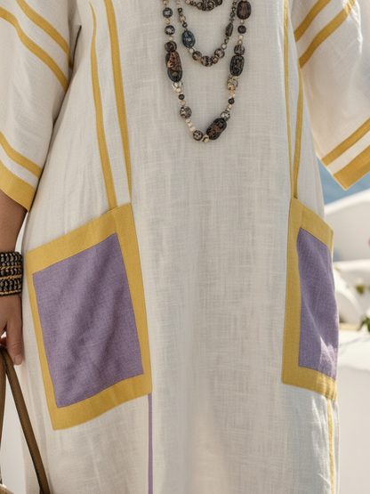 Zafira | Robe maxi à col en V et manches courtes