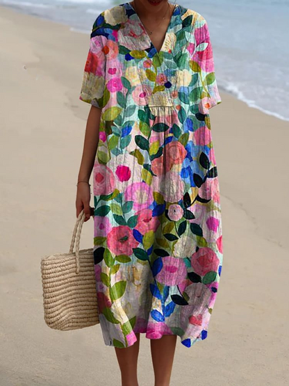 Margaret - Robe fluide à imprimé floral vibrant