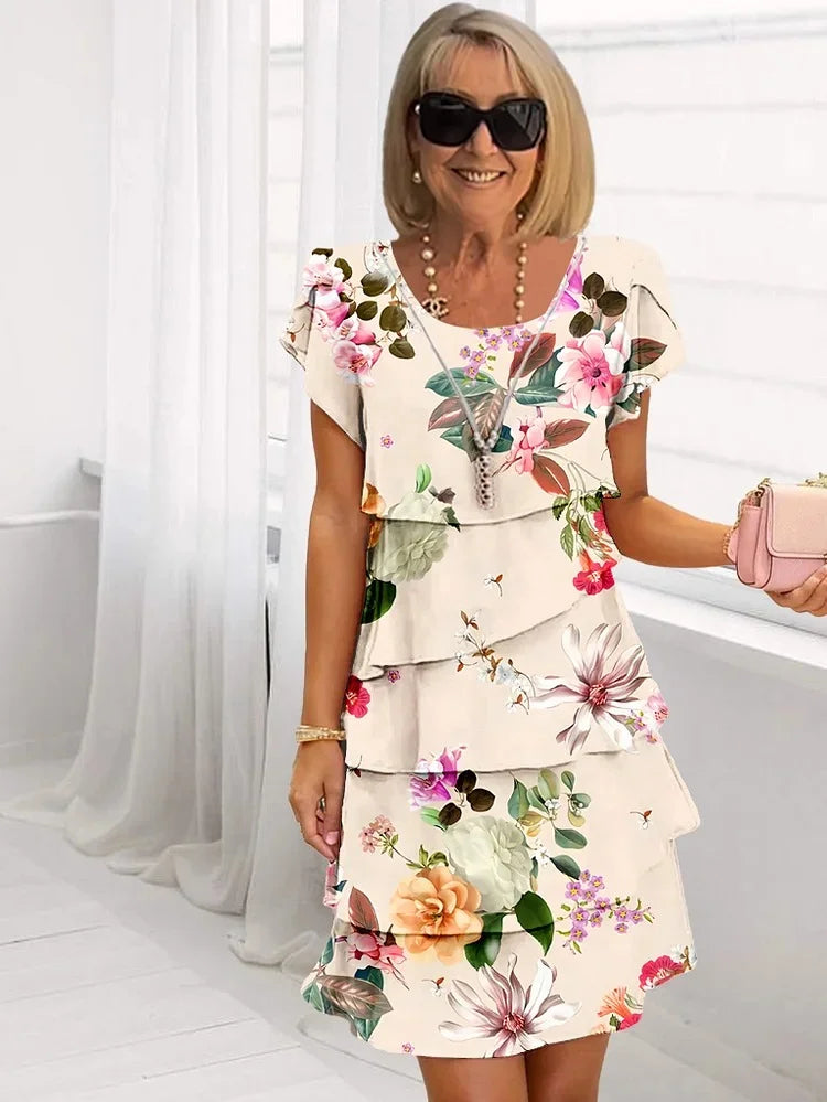Giselle™ - Robe florale plissée à volants