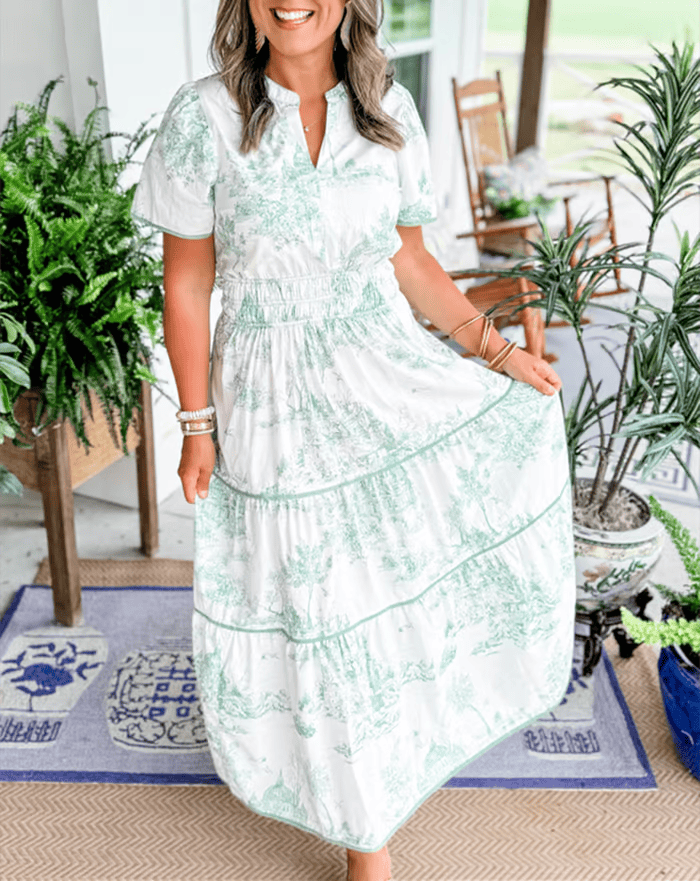 Solene - Robe Maxi Fleurie V-Neck Boho Chic