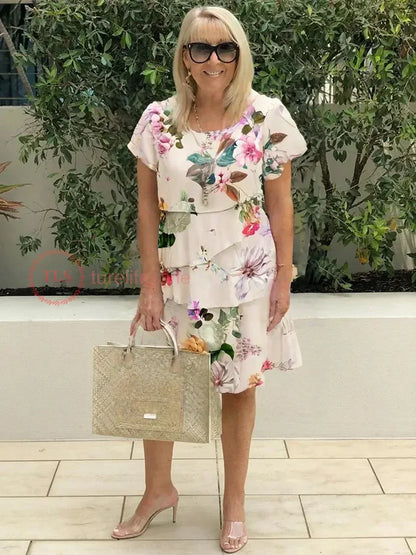 Giselle™ - Robe florale plissée à volants