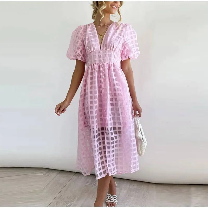 Julia - Robe Midi Chic pour l'Élégance d'Été