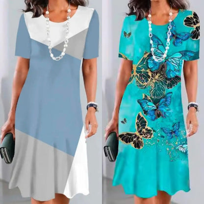 Dalia™ - Robe Plissée Femme avec Blocs de Couleur