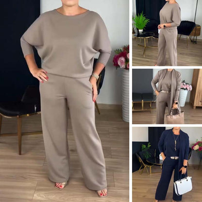 Ensemble 3 pièces élégant comprenant un cardigan long, un haut et un pantalon🔥LIVRAISON GRATUITE