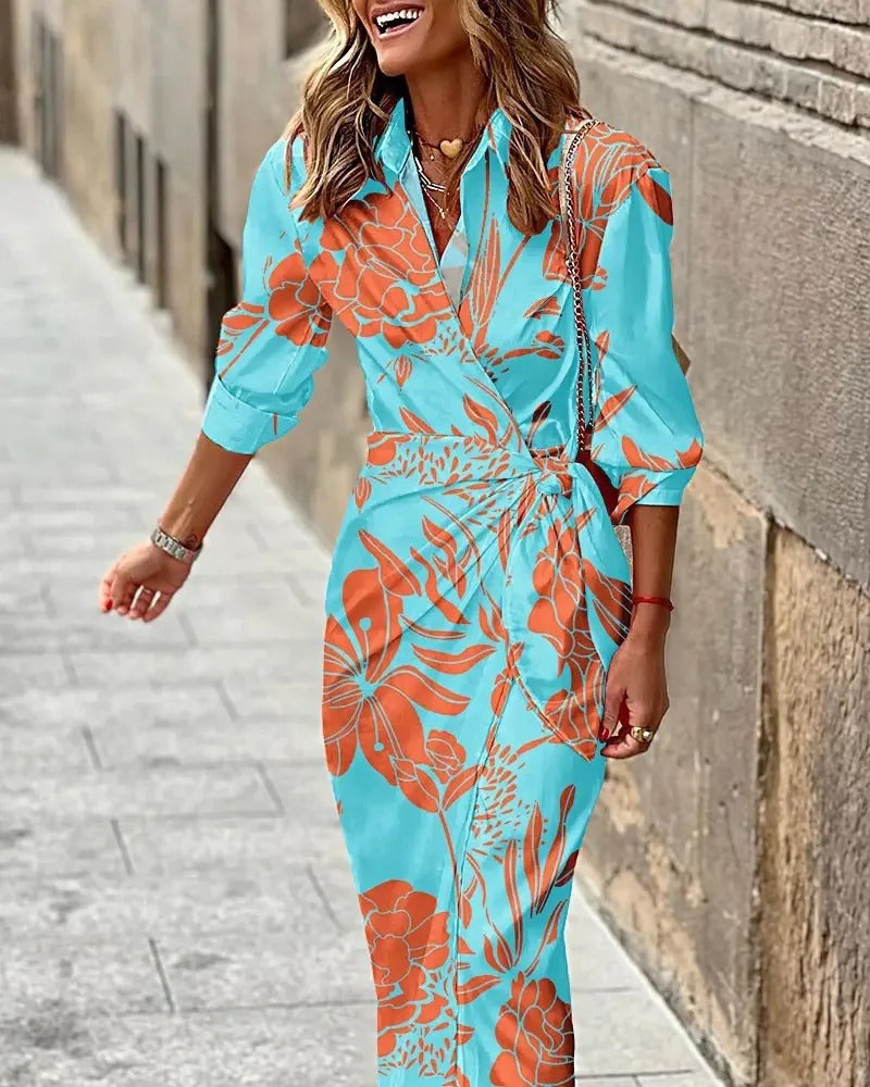 Zella - Robe Midi à Rayures et Décolleté en V
