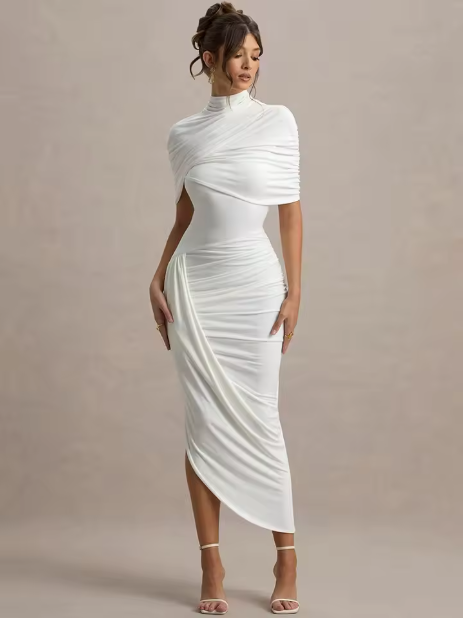 Taylor - Robe Maxi Cape Asymétrique Tordue