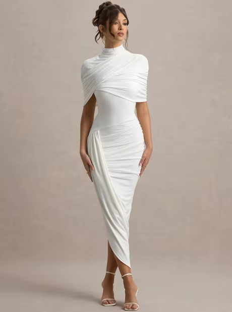 Taylor - Robe Maxi Cape Asymétrique Tordue
